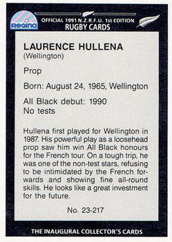 1991 Regina NZRFU 1st Edition #23 Laurence Hullena Back